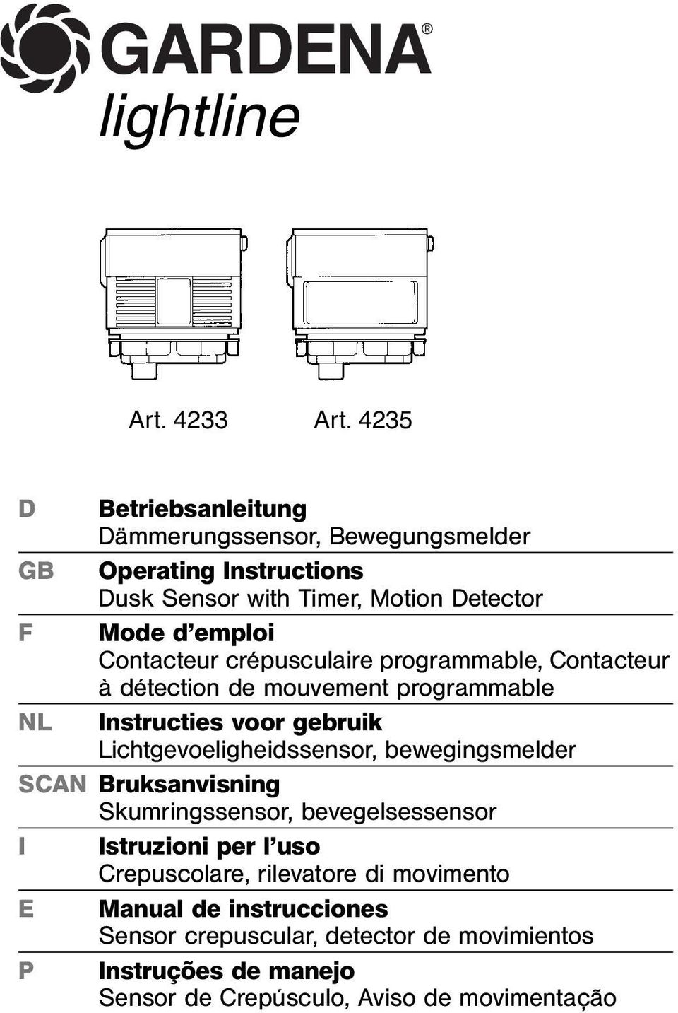 Contacteur crépusculaire programmable, Contacteur à détection de mouvement programmable NL Instructies voor gebruik Lichtgevoeligheidssensor,