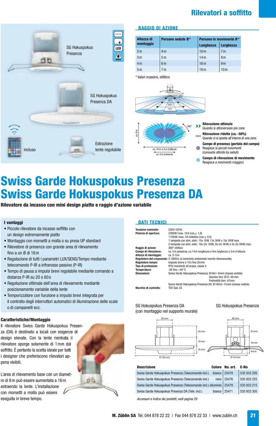 SG Hokuspokus Presenza DA Estrazione lente regolabile ca. 8m 0% 50% 100% ca.