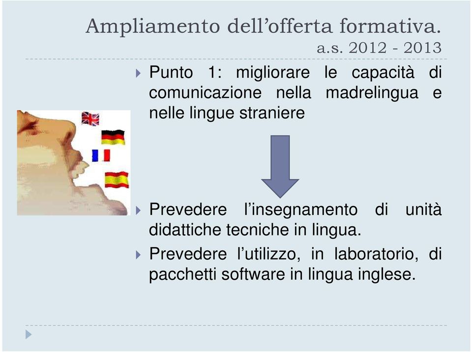 insegnamento di unità didattiche tecniche in lingua.