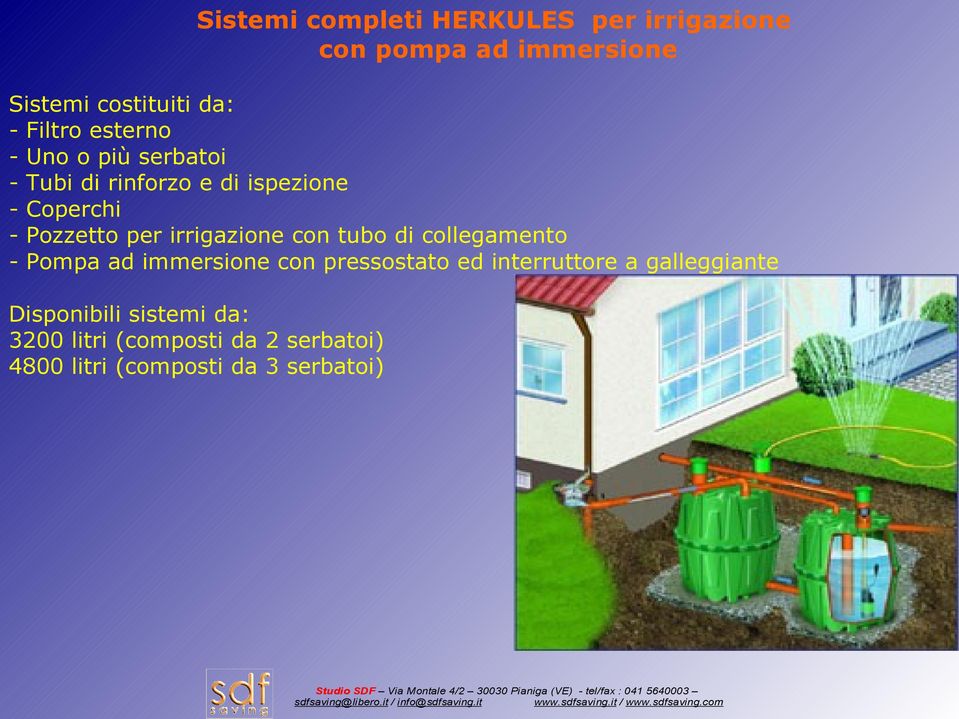 irrigazione con tubo di collegamento - Pompa ad immersione con pressostato ed interruttore a