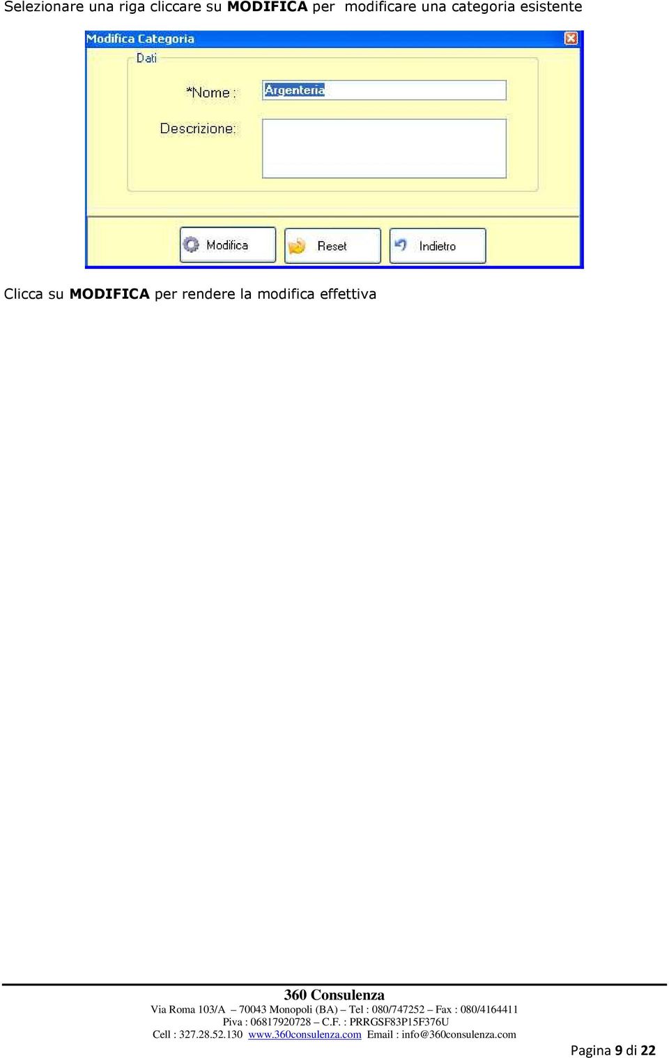 categoria esistente Clicca su