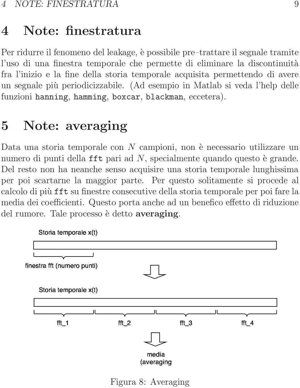 (Ad esempio in Matlab si veda l help delle funzioni hanning, hamming, boxcar, blackman, eccetera).