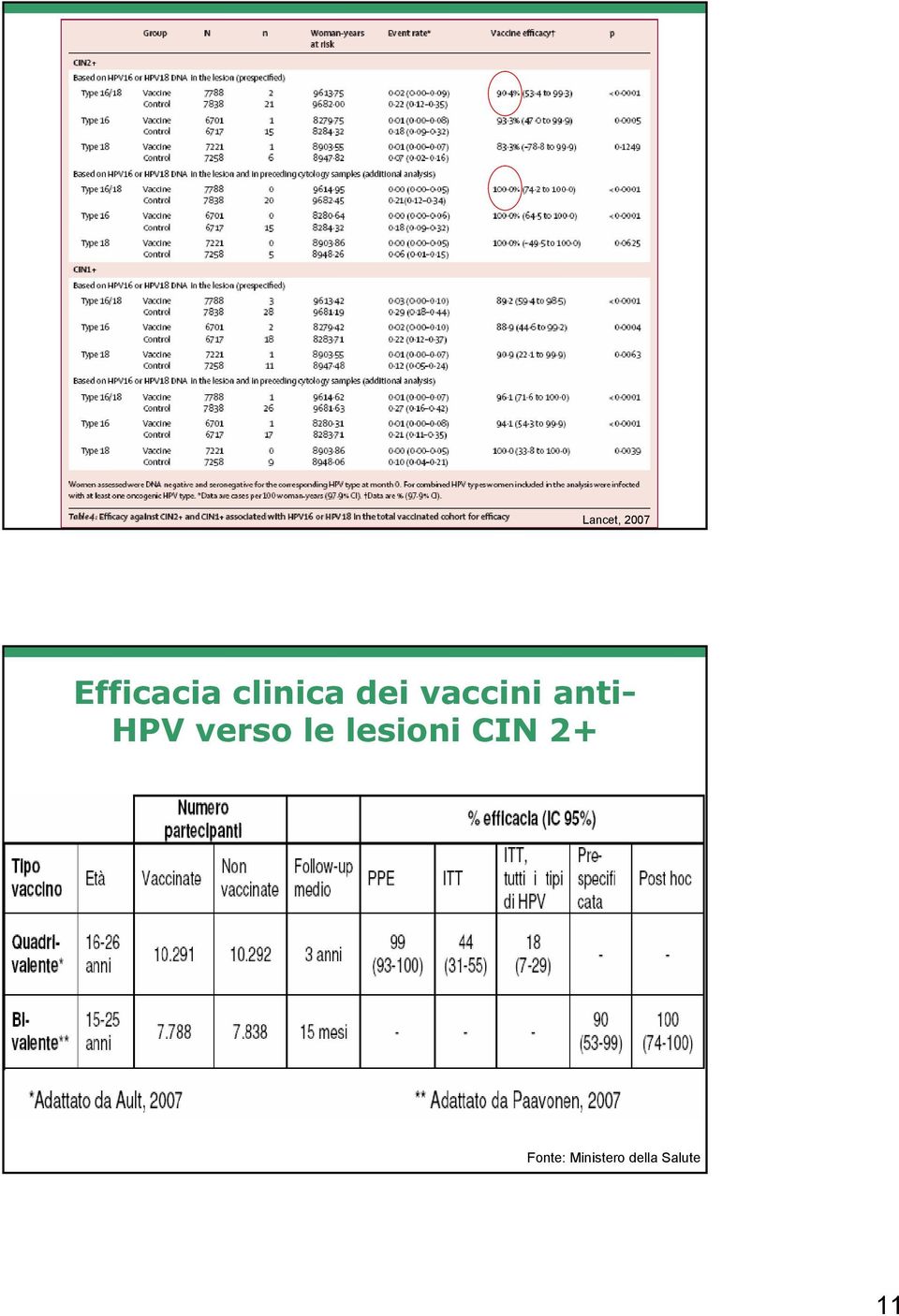 HPV verso le lesioni CIN 2+