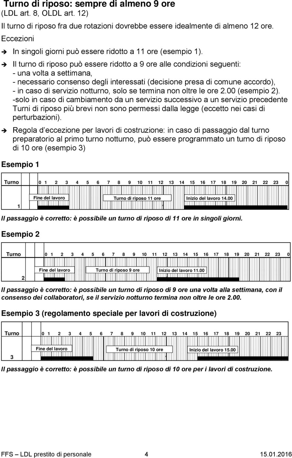 Il turno di riposo può essere ridotto a 9 ore alle condizioni seguenti: - una volta a settimana, - necessario consenso degli interessati (decisione presa di comune accordo), - in caso di servizio