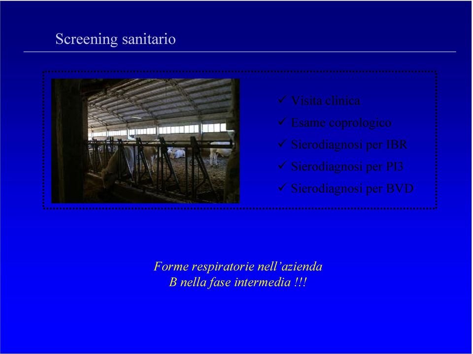 Sierodiagnosi per PI3 Sierodiagnosi per BVD