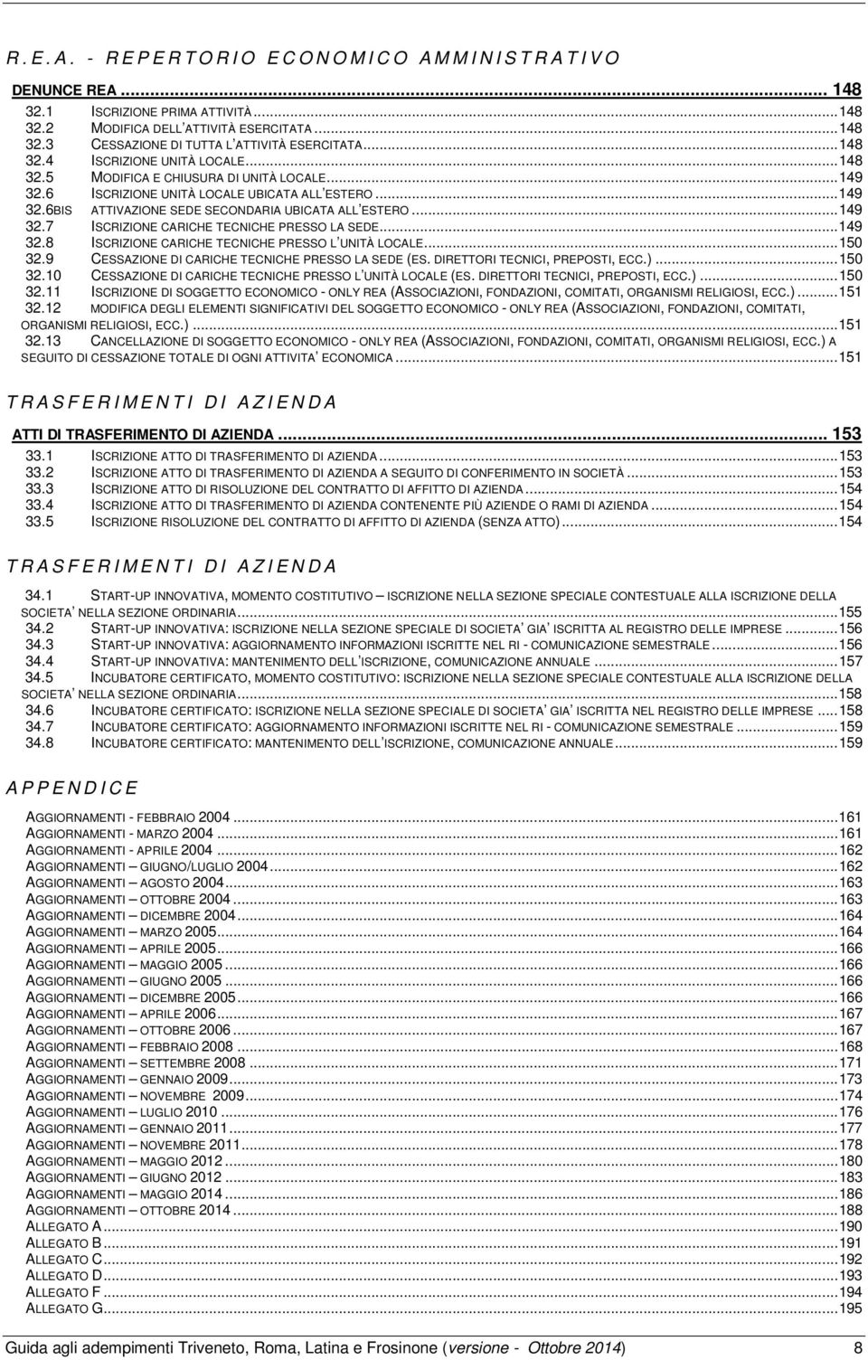 .. 149 32.7 ISCRIZIONE CARICHE TECNICHE PRESSO LA SEDE... 149 32.8 ISCRIZIONE CARICHE TECNICHE PRESSO L UNITÀ LOCALE... 150 32.9 CESSAZIONE DI CARICHE TECNICHE PRESSO LA SEDE (ES.