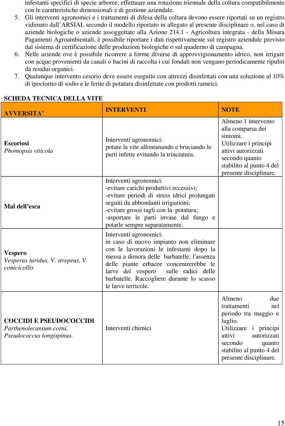 caso di aziende biologiche o aziende assoggettate alla Azione 214.