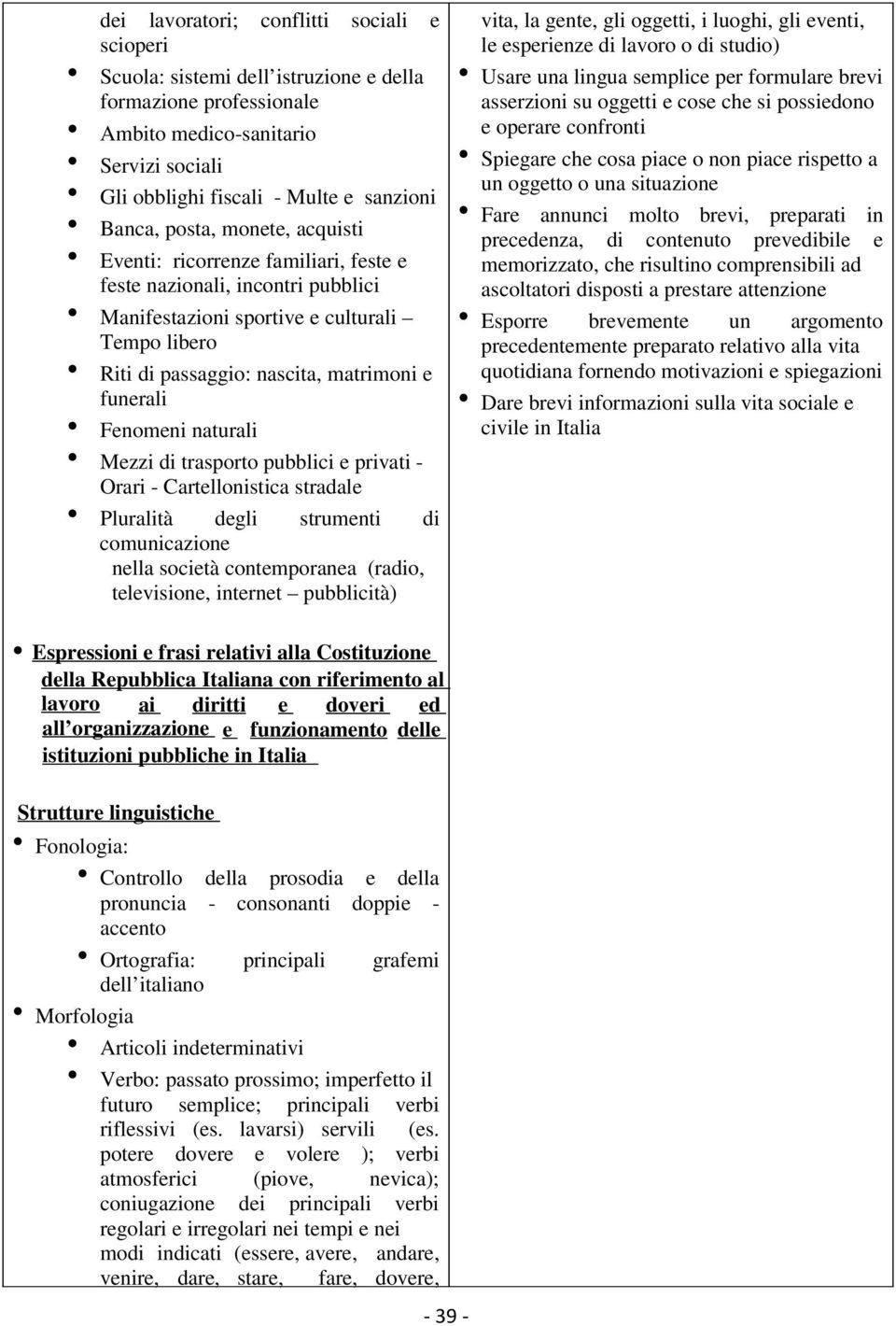 Fenomeni naturali Mezzi di trasporto pubblici e privati - Orari - Cartellonistica stradale Pluralità degli strumenti di comunicazione nella società contemporanea (radio, televisione, internet