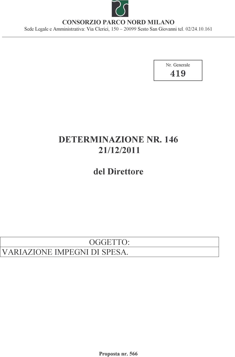 146 21/12/2011 del Direttore