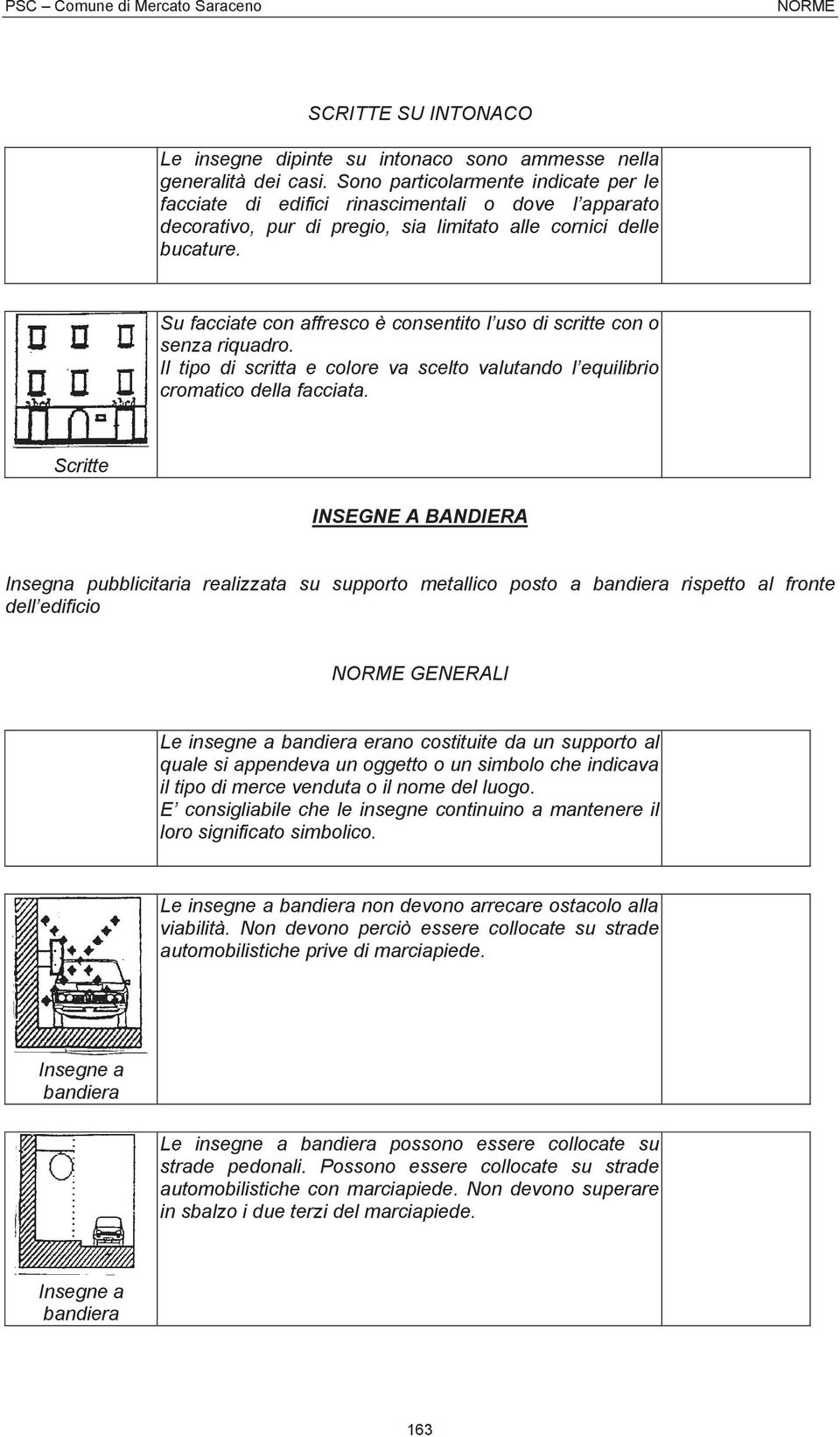 Su facciate con affresco è consentito l uso di scritte con o senza riquadro. Il tipo di scritta e colore va scelto valutando l equilibrio cromatico della facciata.