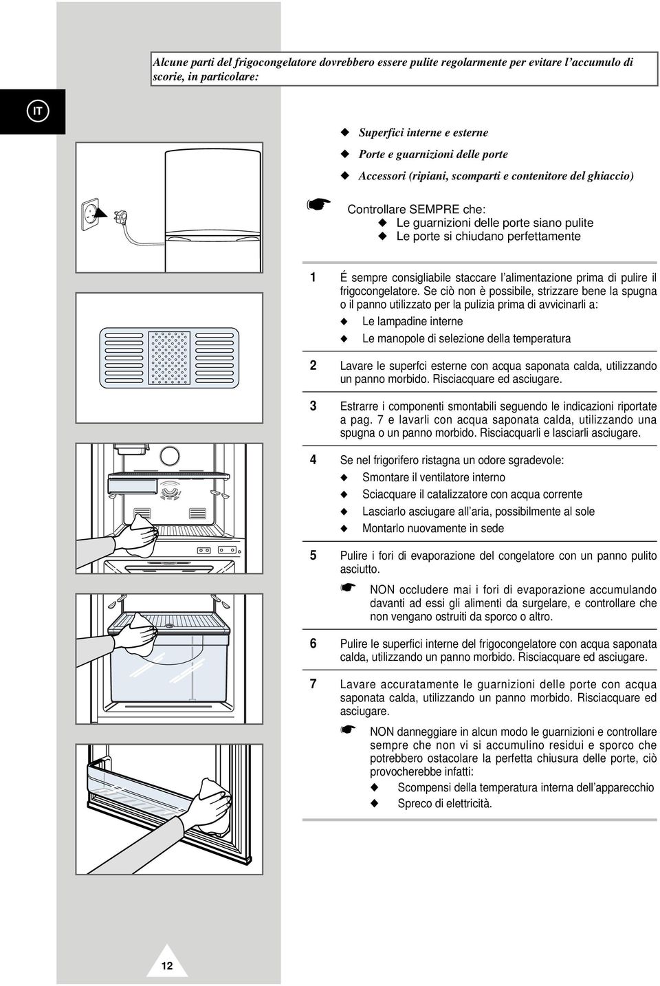 prima di pulire il frigocongelatore.