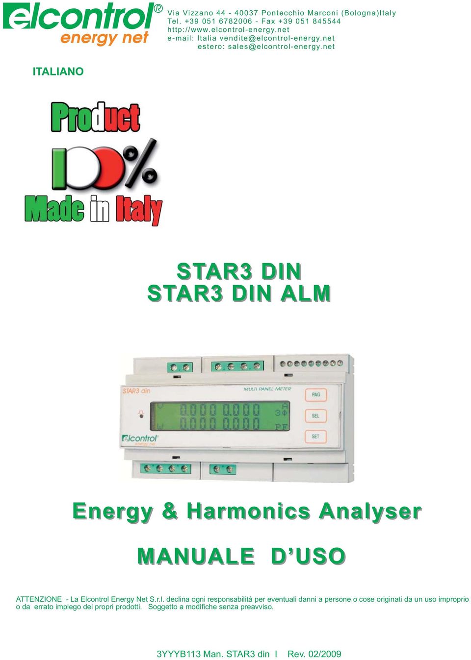 net ITALIAO STAR3 DI STAR3 DI ALM Energy & Harmonics Analy