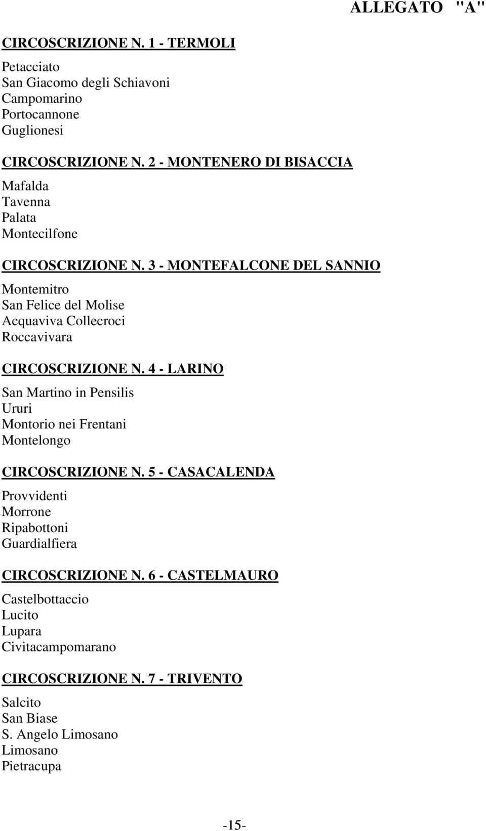 3 - MONTEFALCONE DEL SANNIO Montemitro San Felice del Molise Acquaviva Collecroci Roccavivara CIRCOSCRIZIONE N.