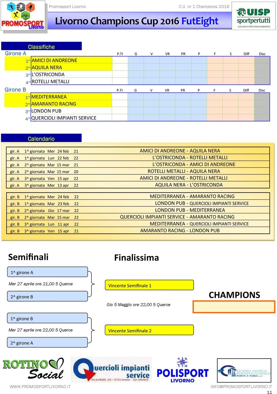 A 2^ giornata Mar 15 mar 21 gir. A 2^ giornata Mar 15 mar 20 gir. A 3^ giornata Ven 15 apr 22 gir. A 3^ giornata Mer 13 apr 22 gir. B 1^ giornata Mer 24 feb 22 gir. B 1^ giornata Mar 23 feb 22 gir.