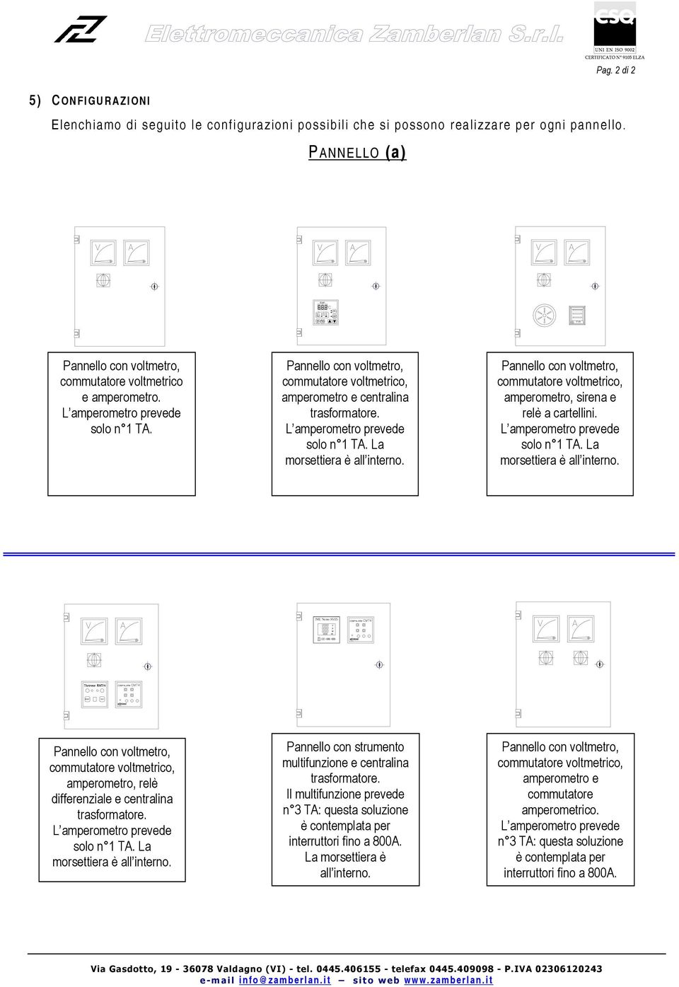 solo n 1 TA. La morsettiera è all interno. strumento multifunzione e centralina trasformatore. Il multifunzione prevede n 3 TA: questa soluzione è contemplata per interruttori fino a 800A.