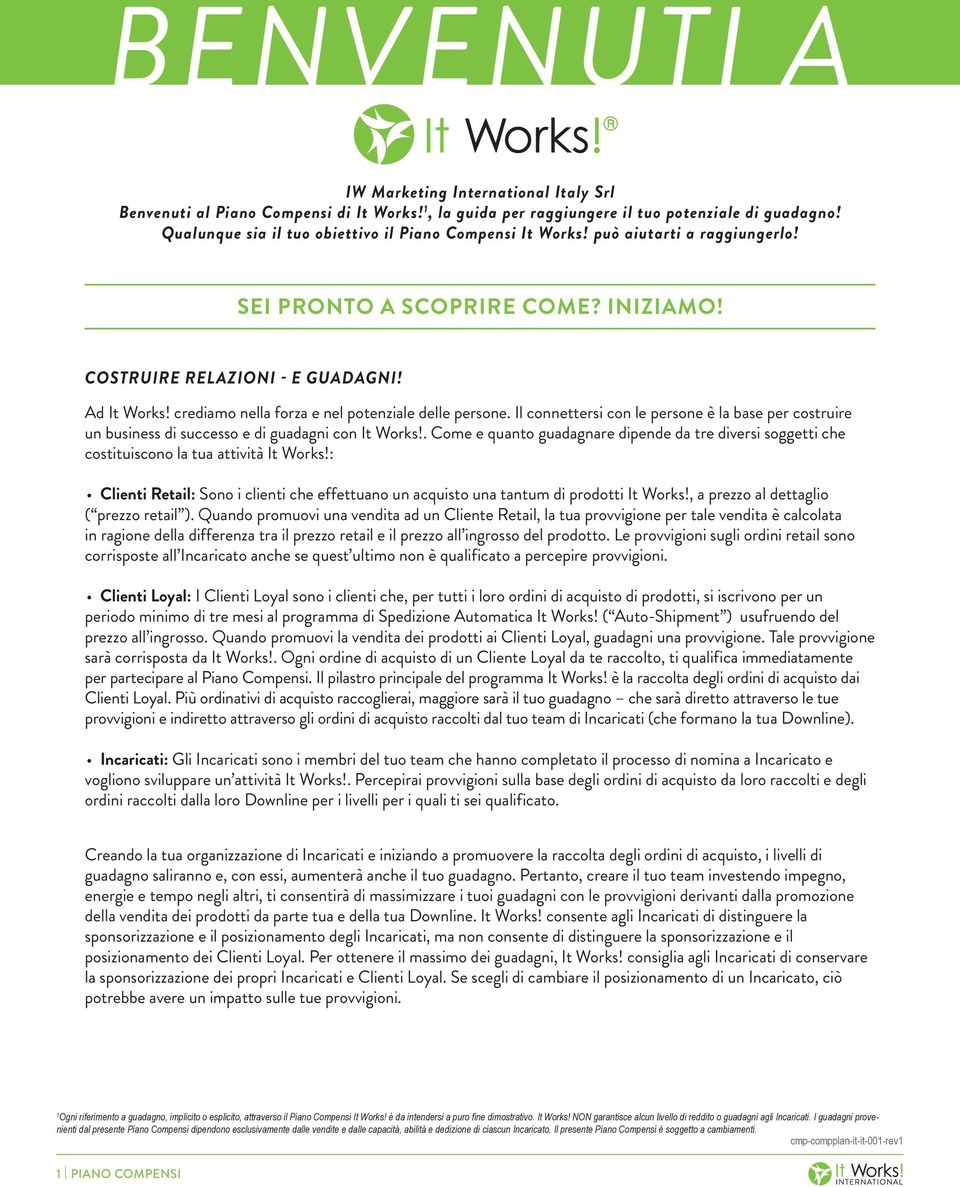 crediamo nella forza e nel potenziale delle persone. Il connettersi con le persone è la base per costruire un business di successo e di guadagni con It Works!