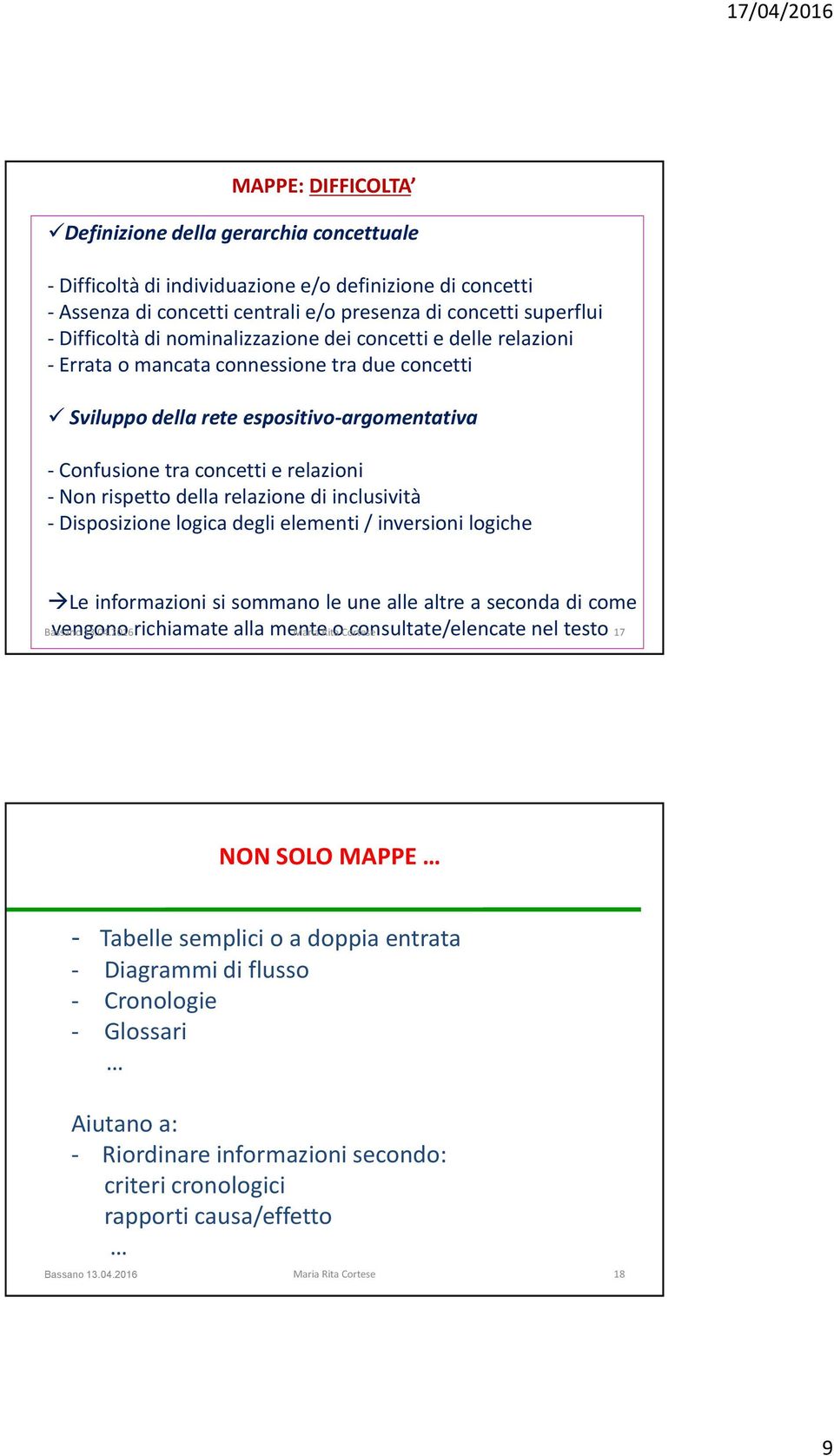 relazione di inclusività - Disposizione logica degli elementi / inversioni logiche Le informazioni si sommano le une alle altre a seconda di come Bassano vengono 13.04.