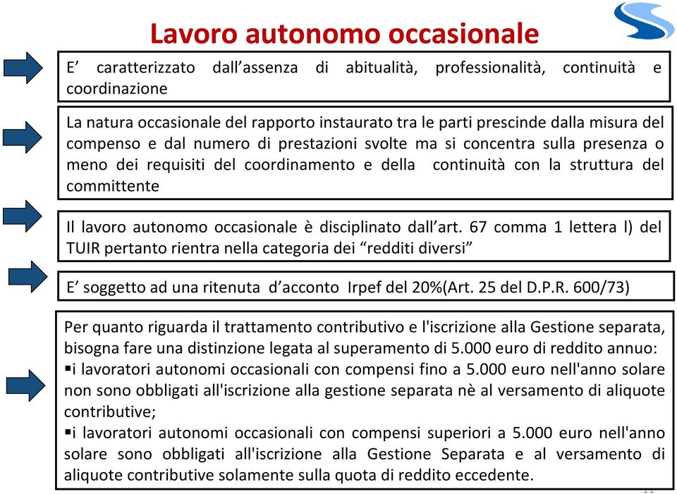 occasionale è disciplinato dall art. 67 comma 1 lettera l) del TUIR 