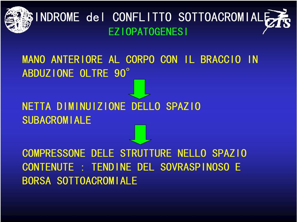 DIMINUIZIONE DELLO SPAZIO SUBACROMIALE COMPRESSONE DELE