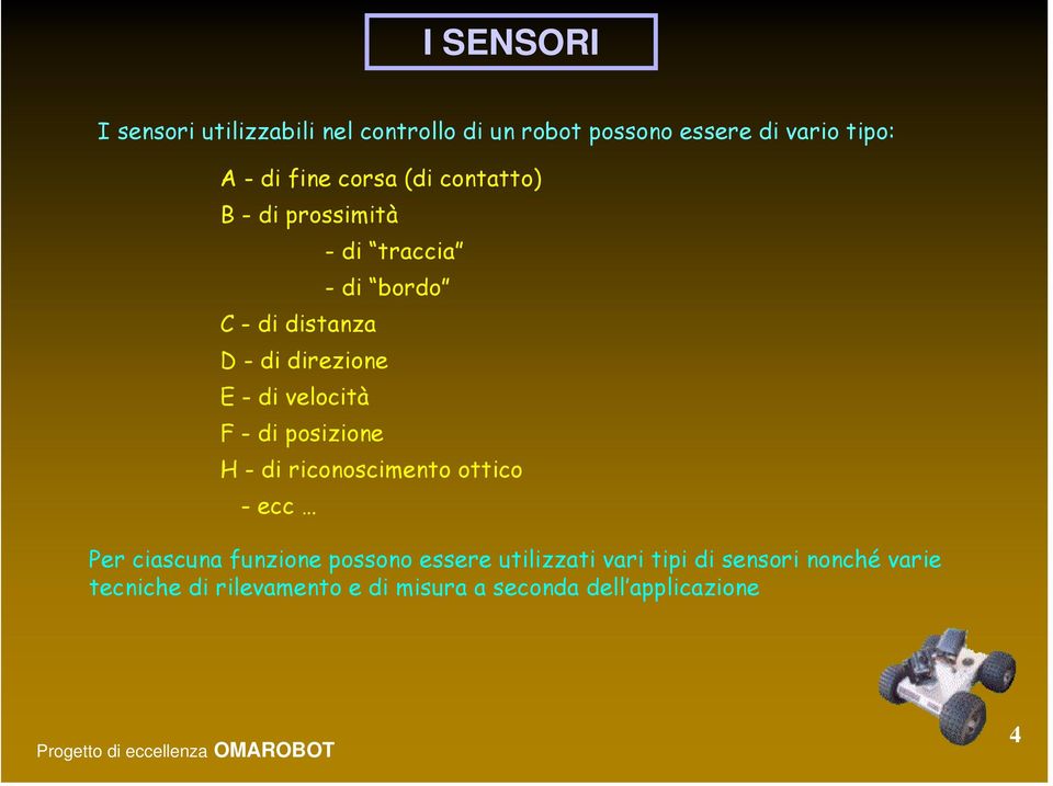 velocità F - di posizione H - di riconoscimento ottico - ecc Per ciascuna funzione possono essere