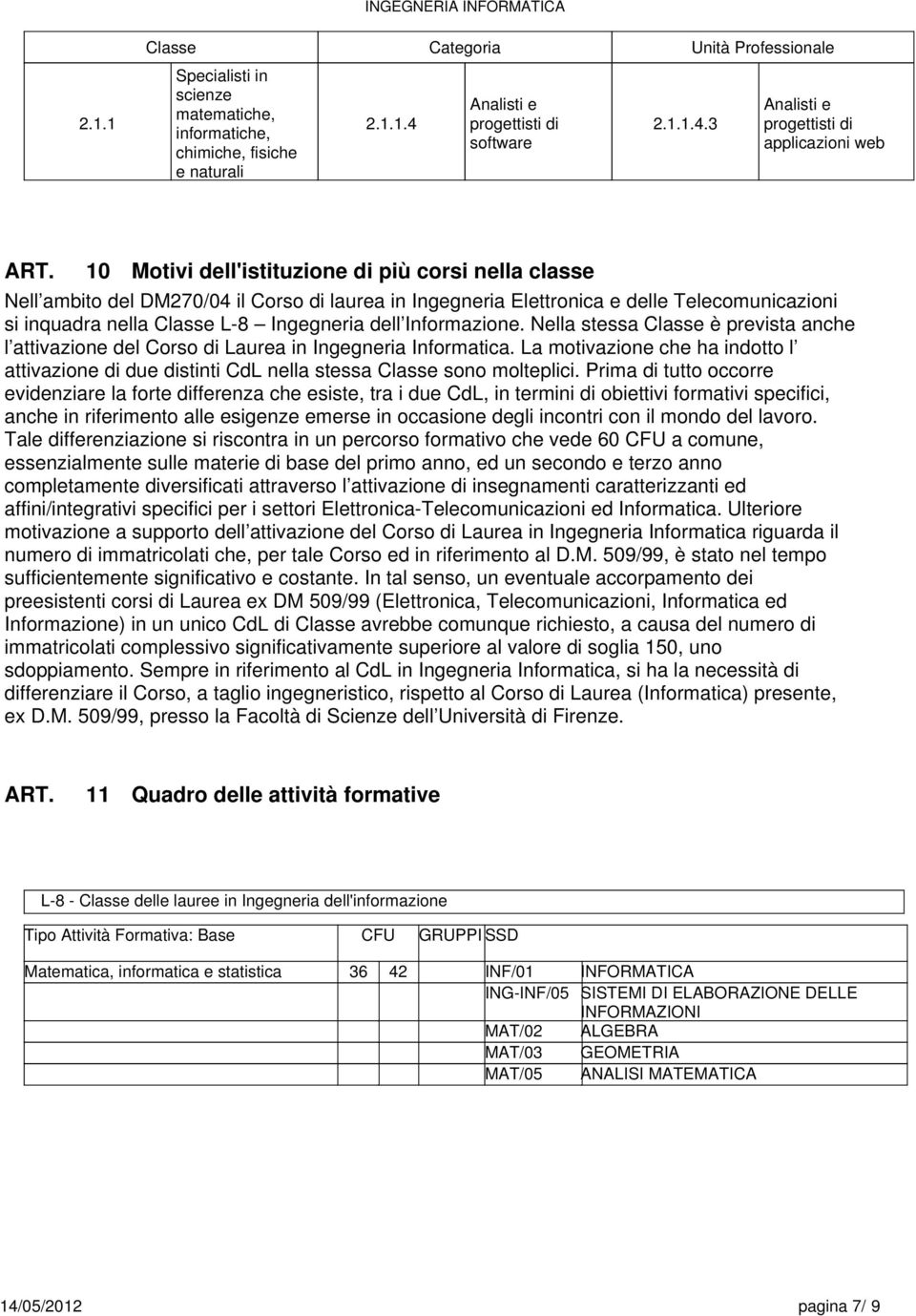 3 applicazioni web 10 Motivi dell'istituzione di più corsi nella classe Nell ambito del DM270/04 il Corso di laurea in Ingegneria Elettronica e delle Telecomunicazioni si inquadra nella Classe L-8