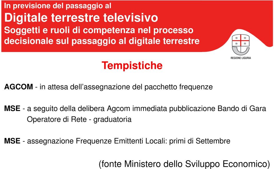 delibera Agcom immediata pubblicazione Bando di Gara Operatore di Rete - graduatoria MSE -