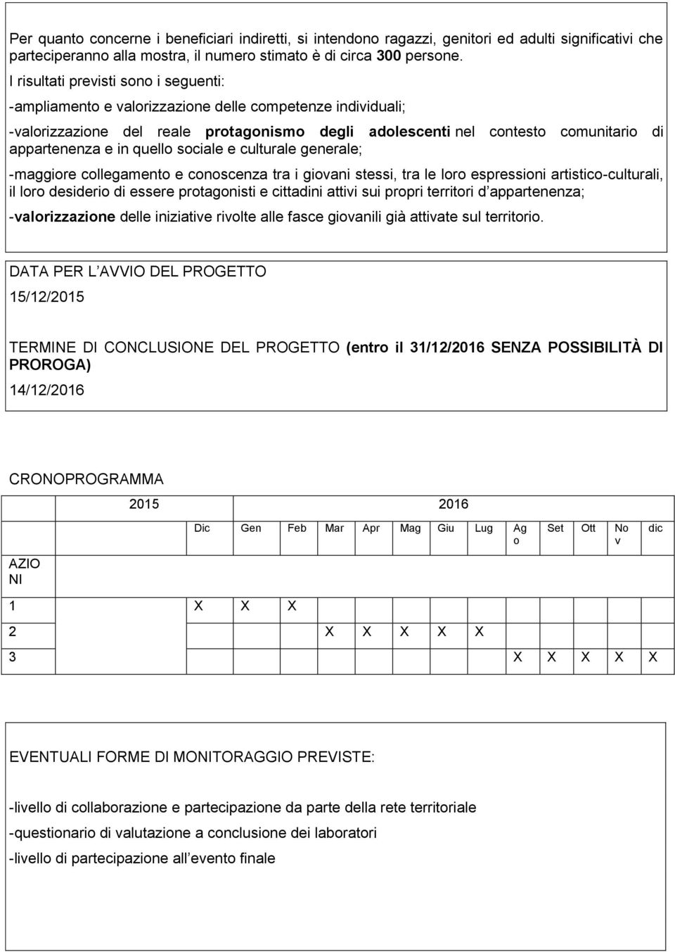 in quello sociale e culturale generale; -maggiore collegamento e conoscenza tra i giovani stessi, tra le loro espressioni artistico-culturali, il loro desiderio di essere protagonisti e cittadini