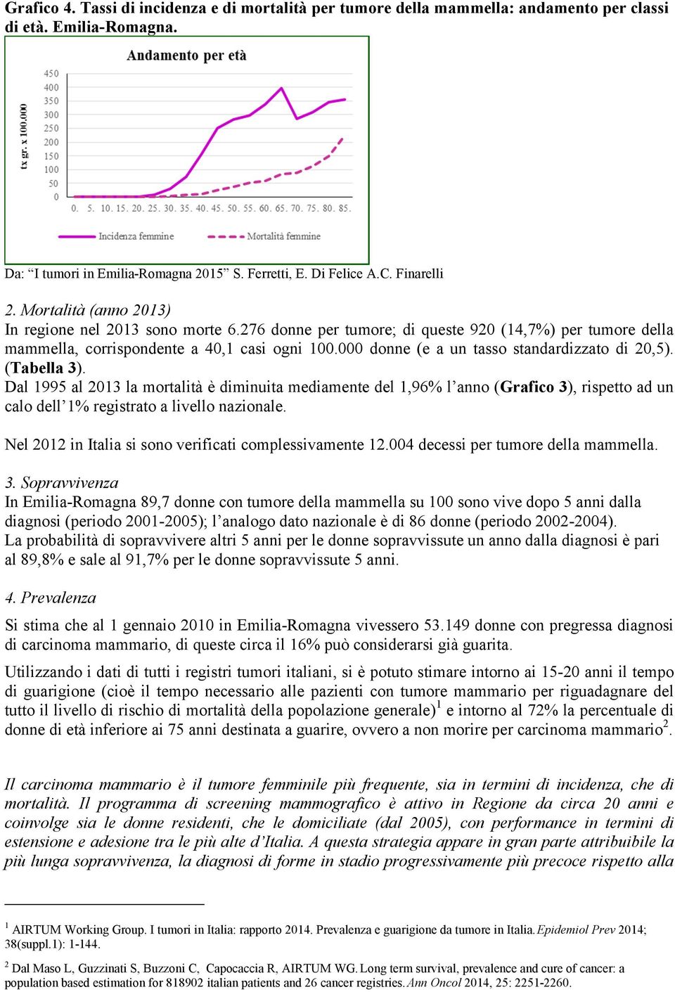 Dal 1995 al 2013 la mortalità è diminuita mediamente del 1,96% l anno (Grafico 3), rispetto ad un calo dell 1% registrato a livello nazionale.