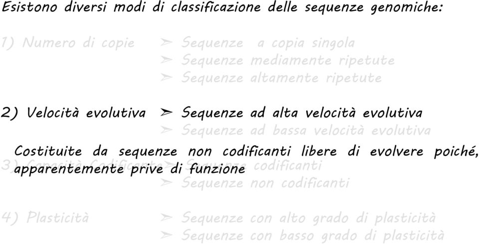 evolutiva Costituite da sequenze non codificanti libere di evolvere poiché, 3) apparentemente Capacità Codificante prive