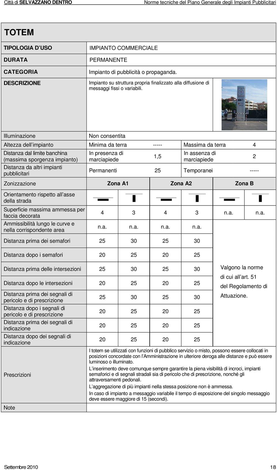 Non consentita Altezza dell impianto Minima da terra ----- Massima da terra 4 Distanza dal limite banchina (massima sporgenza impianto) Distanza da altri impianti pubblicitari 1,5 In assenza di