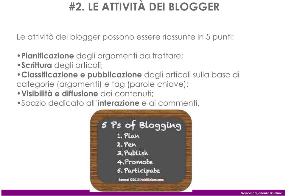 Classificazione e pubblicazione degli articoli sulla base di categorie (argomenti) e