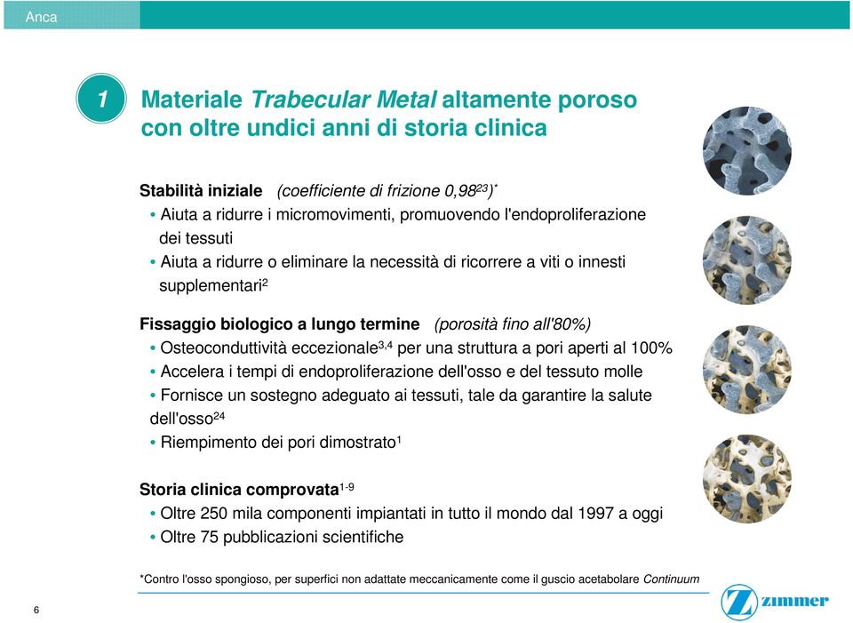 eccezionale 3,4 per una struttura a pori aperti al 100% Accelera i tempi di endoproliferazione dell'osso e del tessuto molle Fornisce un sostegno adeguato ai tessuti, tale da garantire la salute