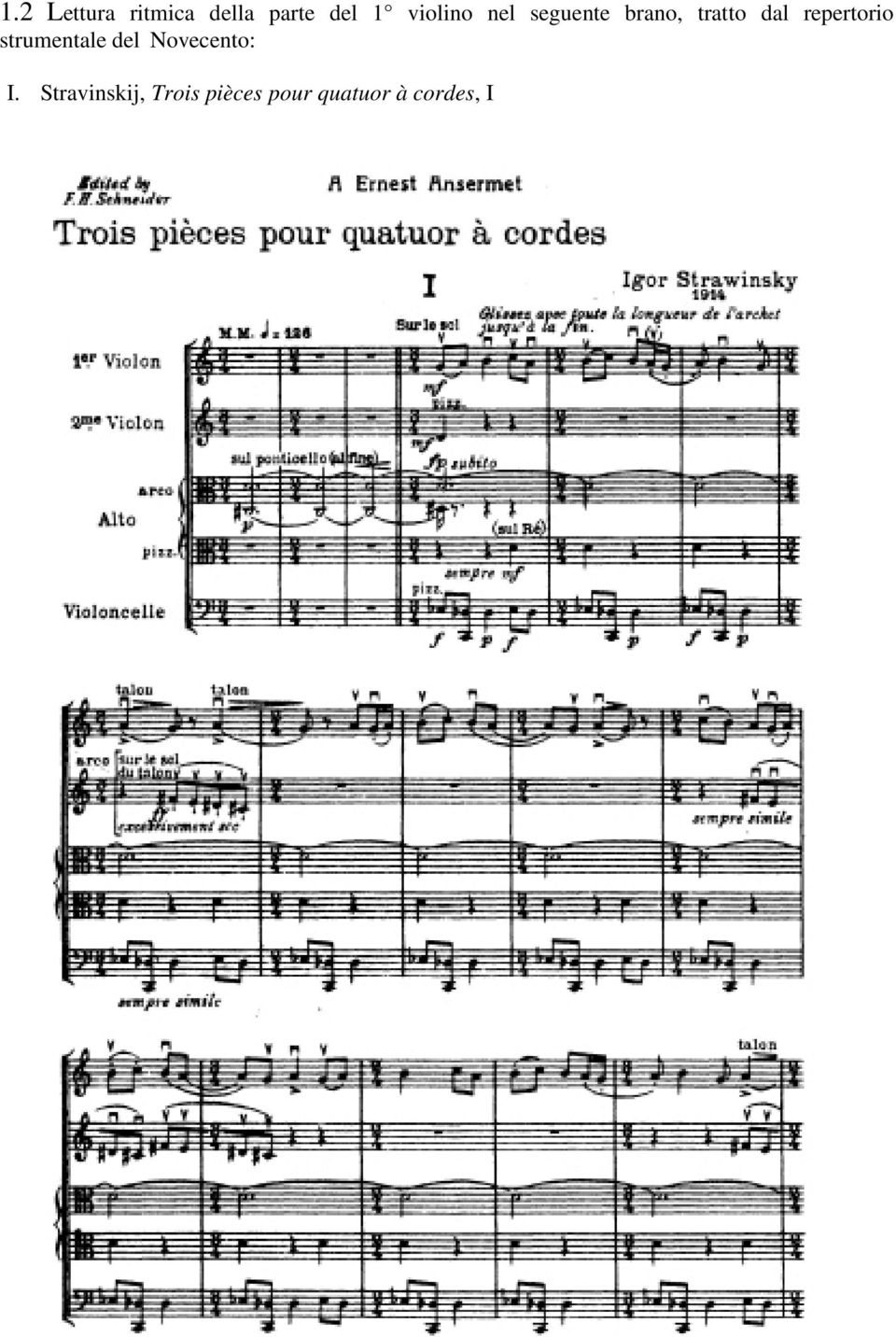 repertorio strumentale del Novecento: I.