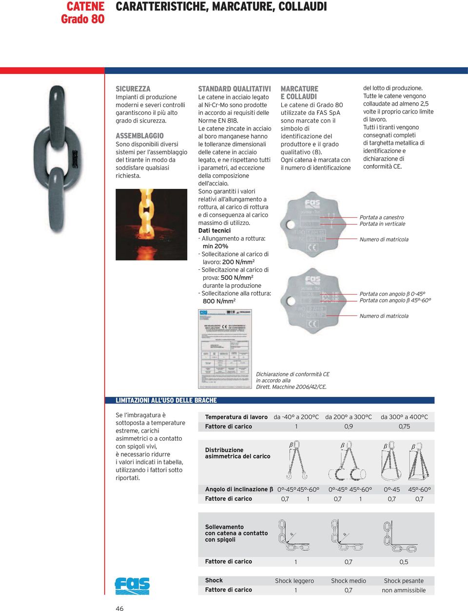 STANDARD QUALITATIVI Le catene in acciaio legato al Ni-Cr-Mo sono prodotte in accordo ai requisiti delle Norme EN 818.