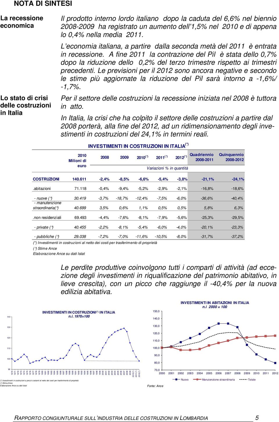 A fine 2011 la contrazione del Pil è stata dello 0,7% dopo la riduzione dello 0,2% del terzo trimestre rispetto ai trimestri precedenti.