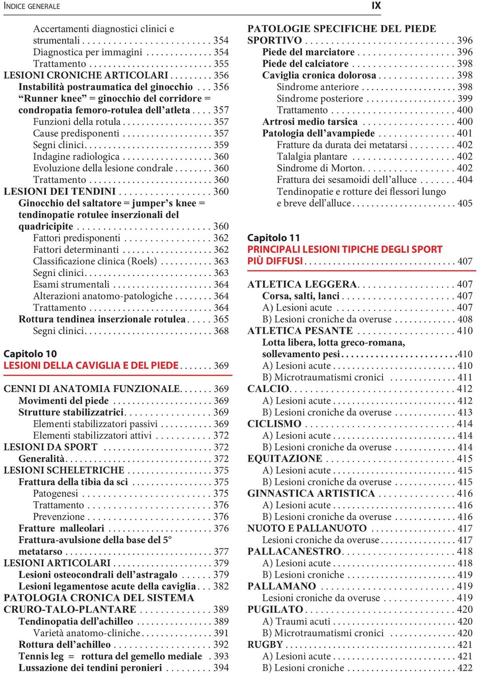 .................. 357 Segni clinici........................... 359 Indagine radiologica................... 360 Evoluzione della lesione condrale........ 360 Trattamento.......................... 360 LESIONI DEI TENDINI.