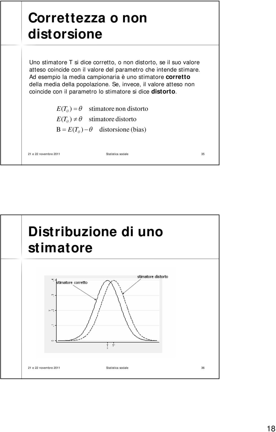 Se, invece, il valore atteso non coincide con il parametro lo stimatore si dice distorto.