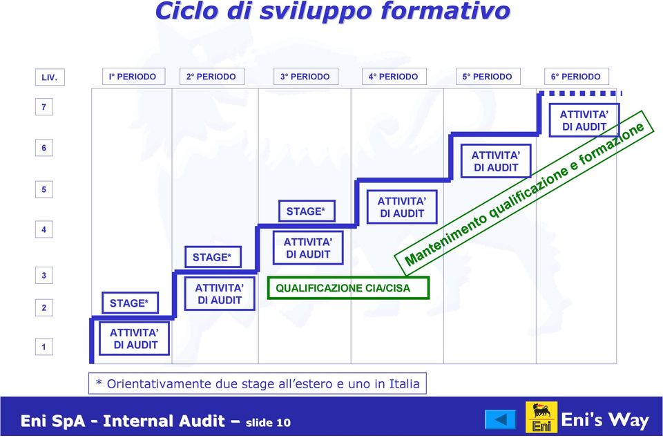 AUDIT STAGE* ATTIVITA DI AUDIT ATTIVITA DI AUDIT QUALIFICAZIONE CIA/CISA ATTIVITA DI AUDIT