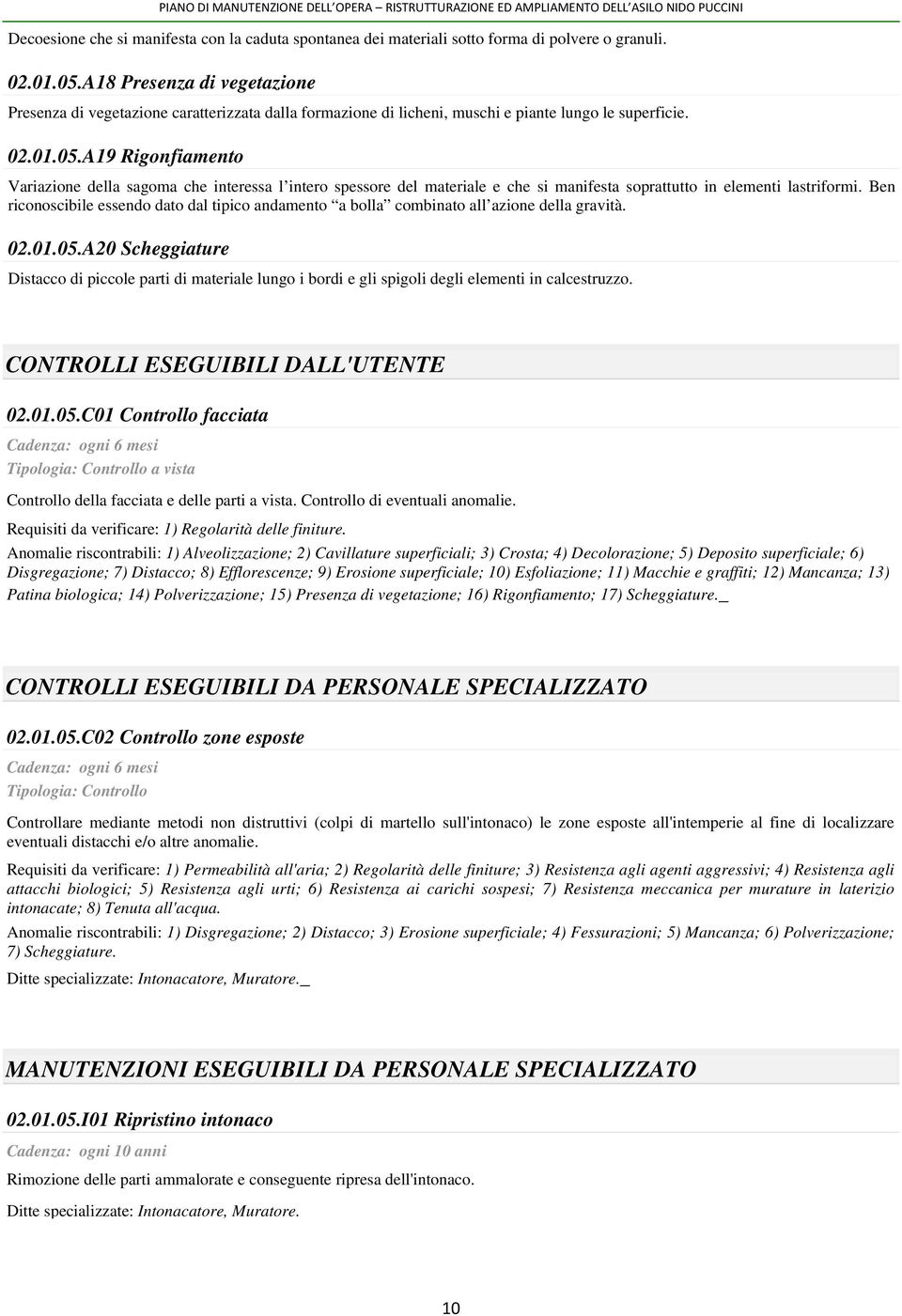 A19 Rigonfiamento Variazione della sagoma che interessa l intero spessore del materiale e che si manifesta soprattutto in elementi lastriformi.