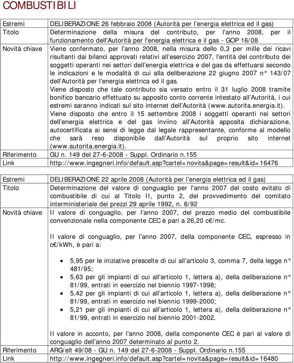 soggetti operanti nei settori dell energia elettrica e del gas da effettuarsi secondo le indicazioni e le modalità di cui alla deliberazione 22 giugno 2007 n 143/07 dell Autorità per l energia