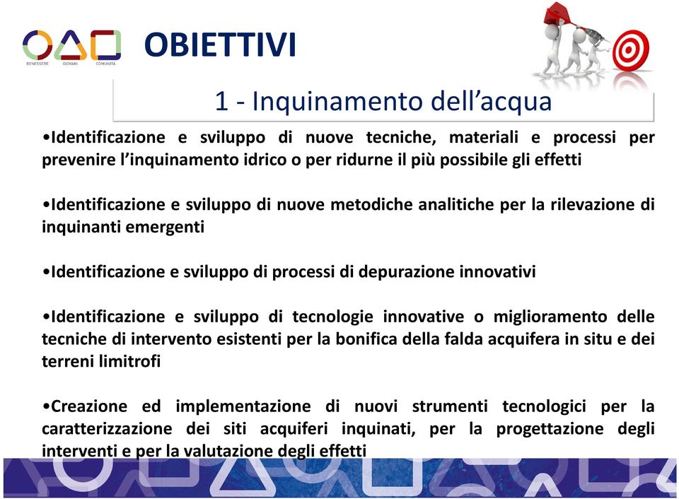 Identificazione e sviluppo di tecnologie innovative o miglioramento delle tecniche di intervento esistenti per la bonifica della falda acquifera in situ e dei terreni limitrofi