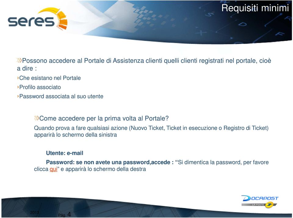 Quando prova a fare qualsiasi azione (Nuovo Ticket, Ticket in esecuzione o Registro di Ticket) apparirà lo schermo della sinistra