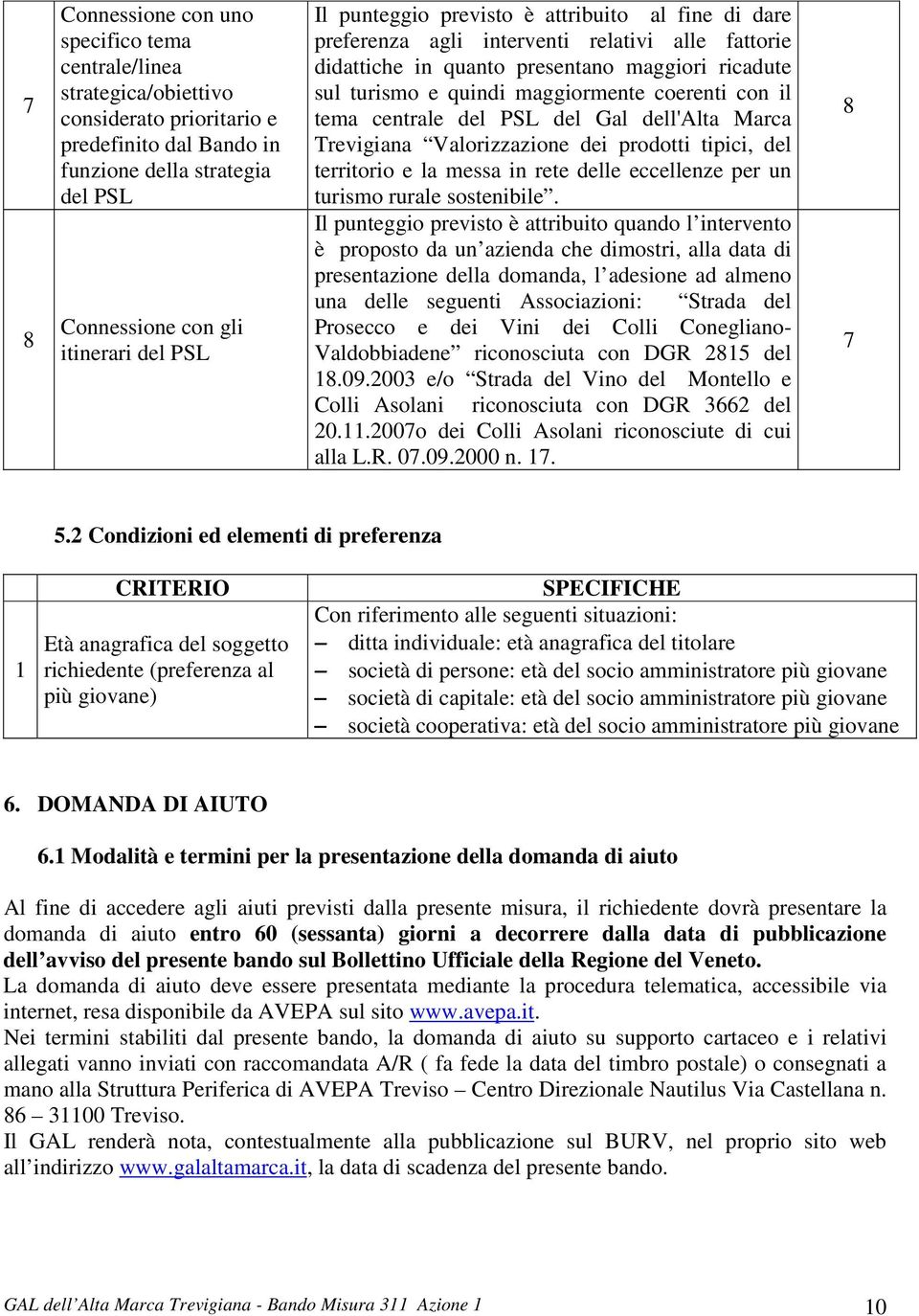 tema centrale del PSL del Gal dell'alta Marca Trevigiana Valorizzazione dei prodotti tipici, del territorio e la messa in rete delle eccellenze per un turismo rurale sostenibile.