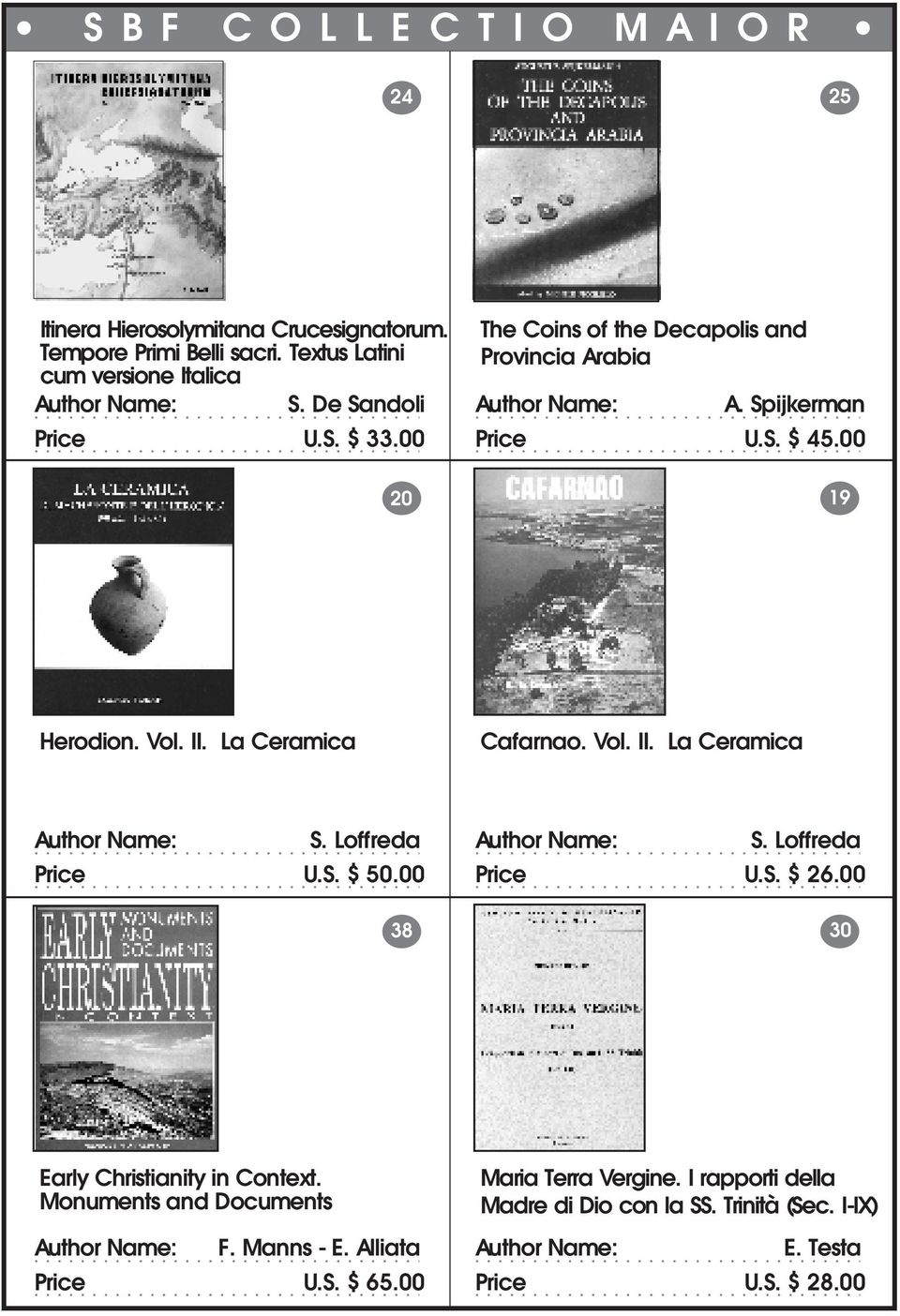 00 20 19 Herodion. Vol. II. La Ceramica Cafarnao. Vol. II. La Ceramica Author Name: Price S. Loffreda Author Name: S. Loffreda U.S. $ 50.00 Price U.S. $ 26.