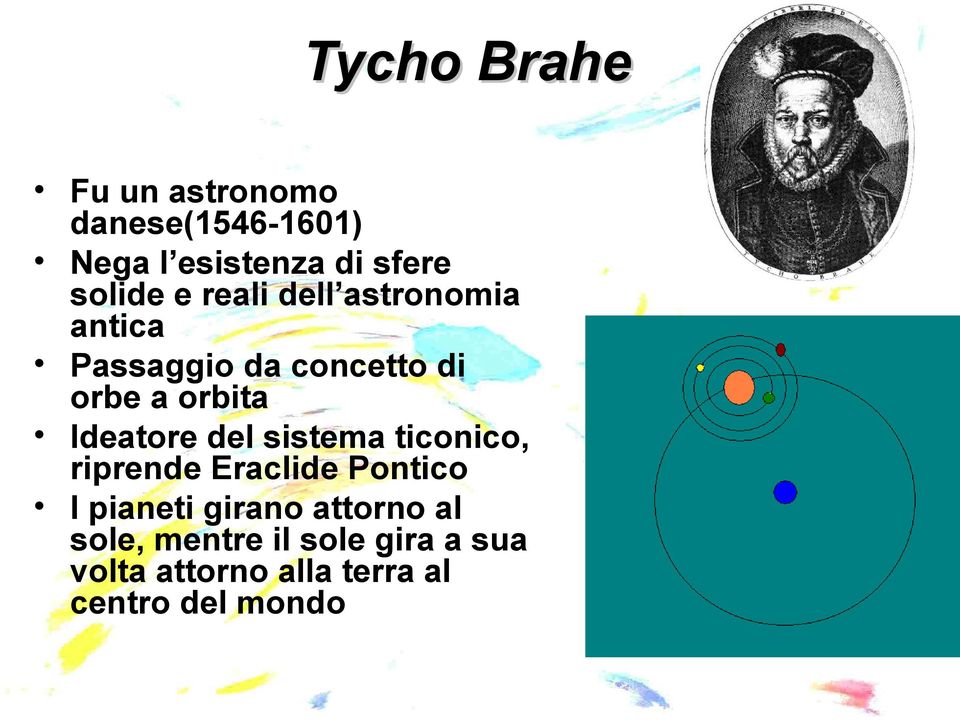 Ideatore del sistema ticonico, riprende Eraclide Pontico I pianeti girano