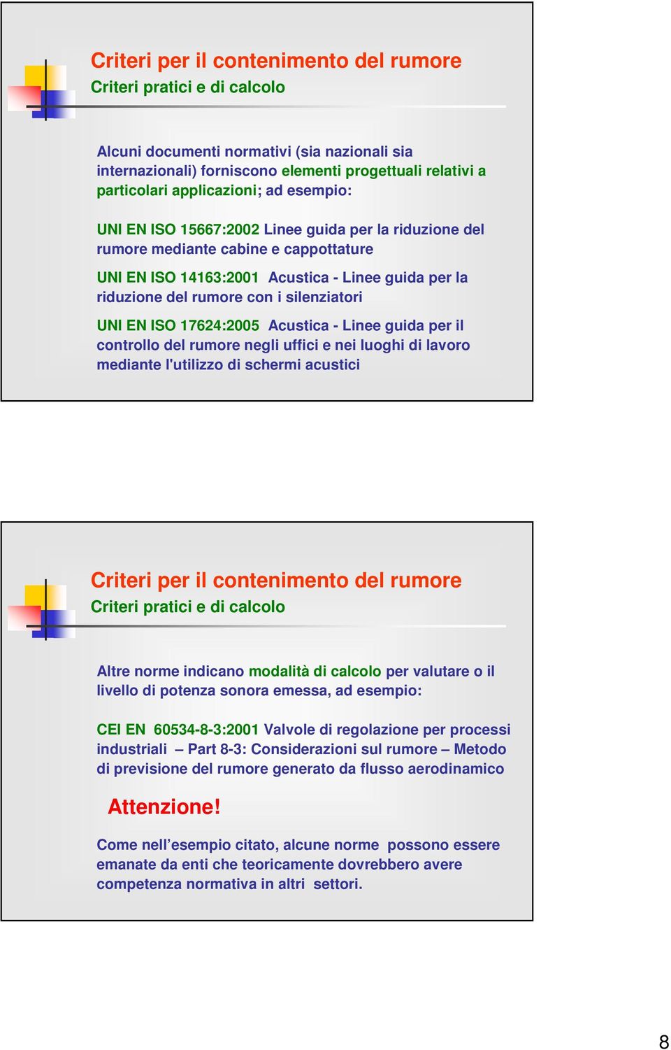 UNI EN ISO 17624:2005 Acustica - Linee guida per il controllo del rumore negli uffici e nei luoghi di lavoro mediante l'utilizzo di schermi acustici Criteri per il contenimento del rumore Criteri