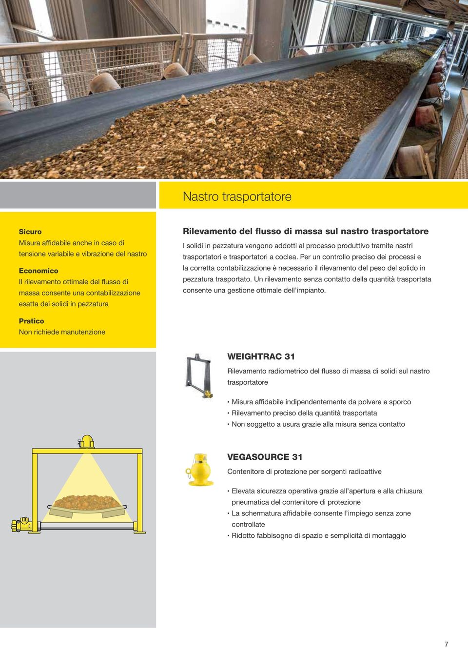 Per un controllo preciso dei processi e la corretta contabilizzazione è necessario il rilevamento del peso del solido in pezzatura trasportato.