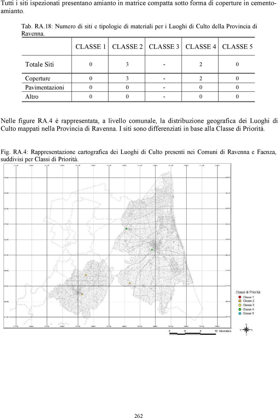 CLASSE 1 CLASSE 2 CLASSE 3 CLASSE 4 CLASSE 5 Totale Siti 0 3-2 0 Coperture 0 3-2 0 Pavimentazioni 0 0-0 0 Altro 0 0-0 0 Nelle figure RA.