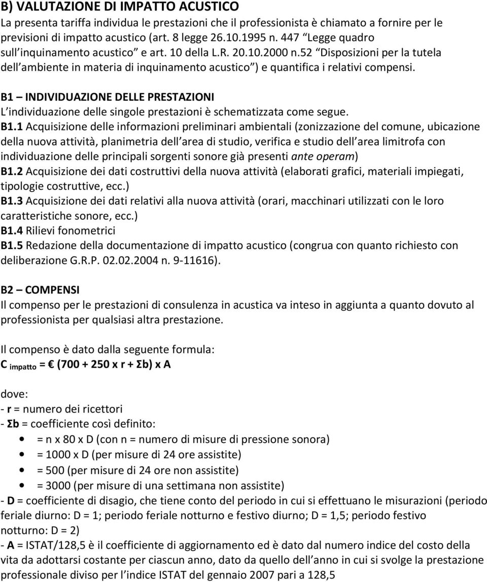 B1 INDIVIDUAZIONE DELLE PRESTAZIONI B1.