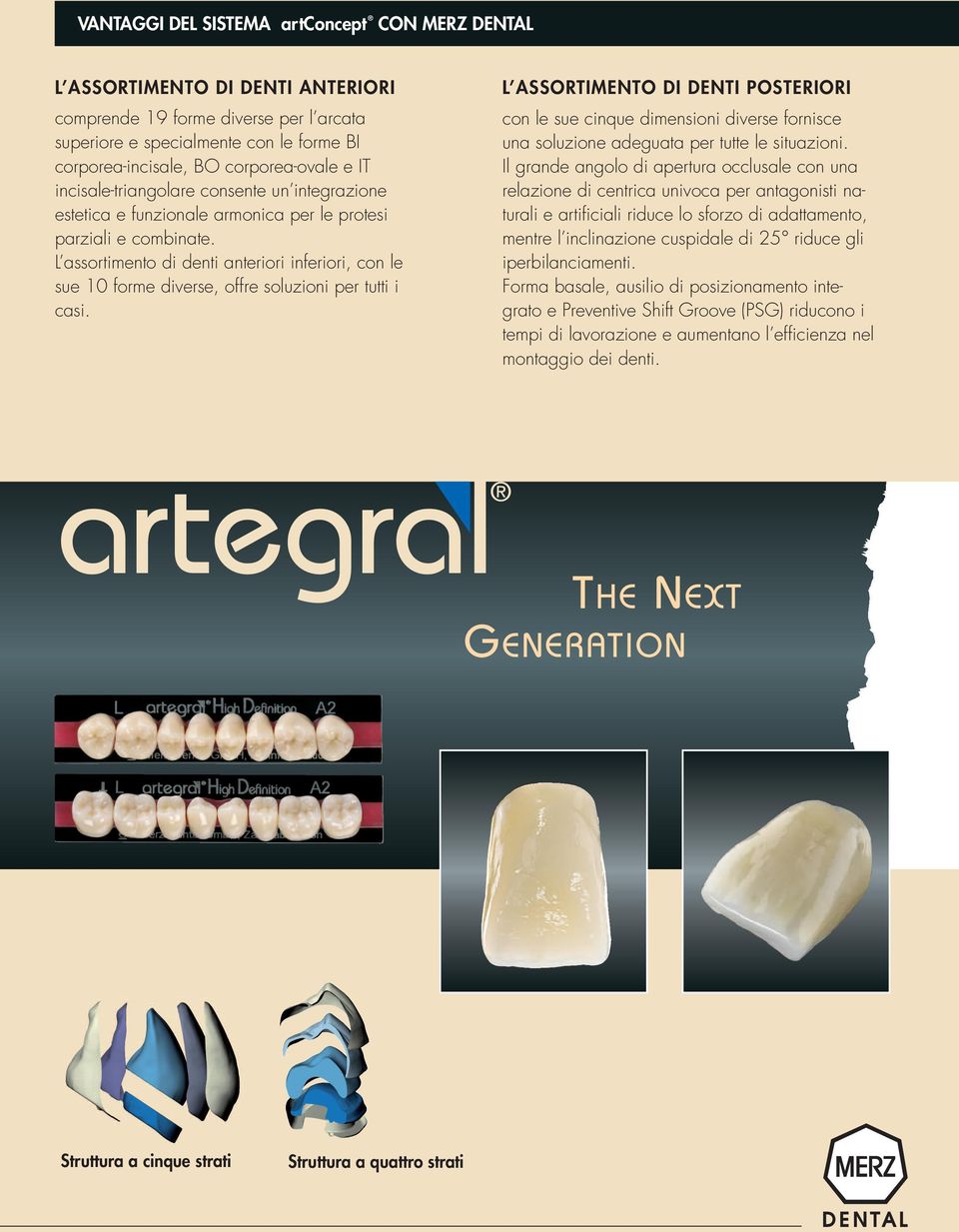 L assortimento di denti anteriori inferiori, con le sue 10 forme diverse, offre soluzioni per tutti i casi.